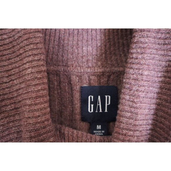 Gap Woman's Ribbed Oversized Mock neck Sweater Med Brown Knit Long Sleeve VTG - Picture 2 of 7